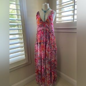 Free People Julianna Maxi Dress Cherry Combo Size M